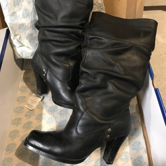Harley-Davidson Genuine Leather Ruched Heeled Knee High Boots Women's Size 6.5 - Picture 2 of 7